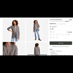 The Oversized Blazer Grey Herringbone NWT